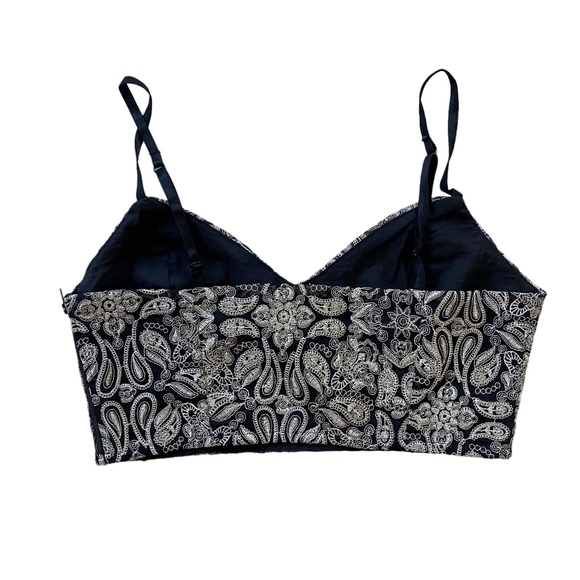 Urban Outfitters Staring at Stars Embroidered Bra Small Black and Gold - Picture 7 of 7